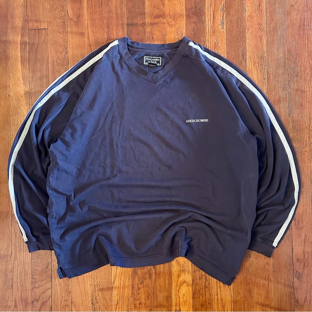 Vintage Abercrombie & Fitch 90s Preppy Mallcore Striped Blue Longsleeve Shirt XL